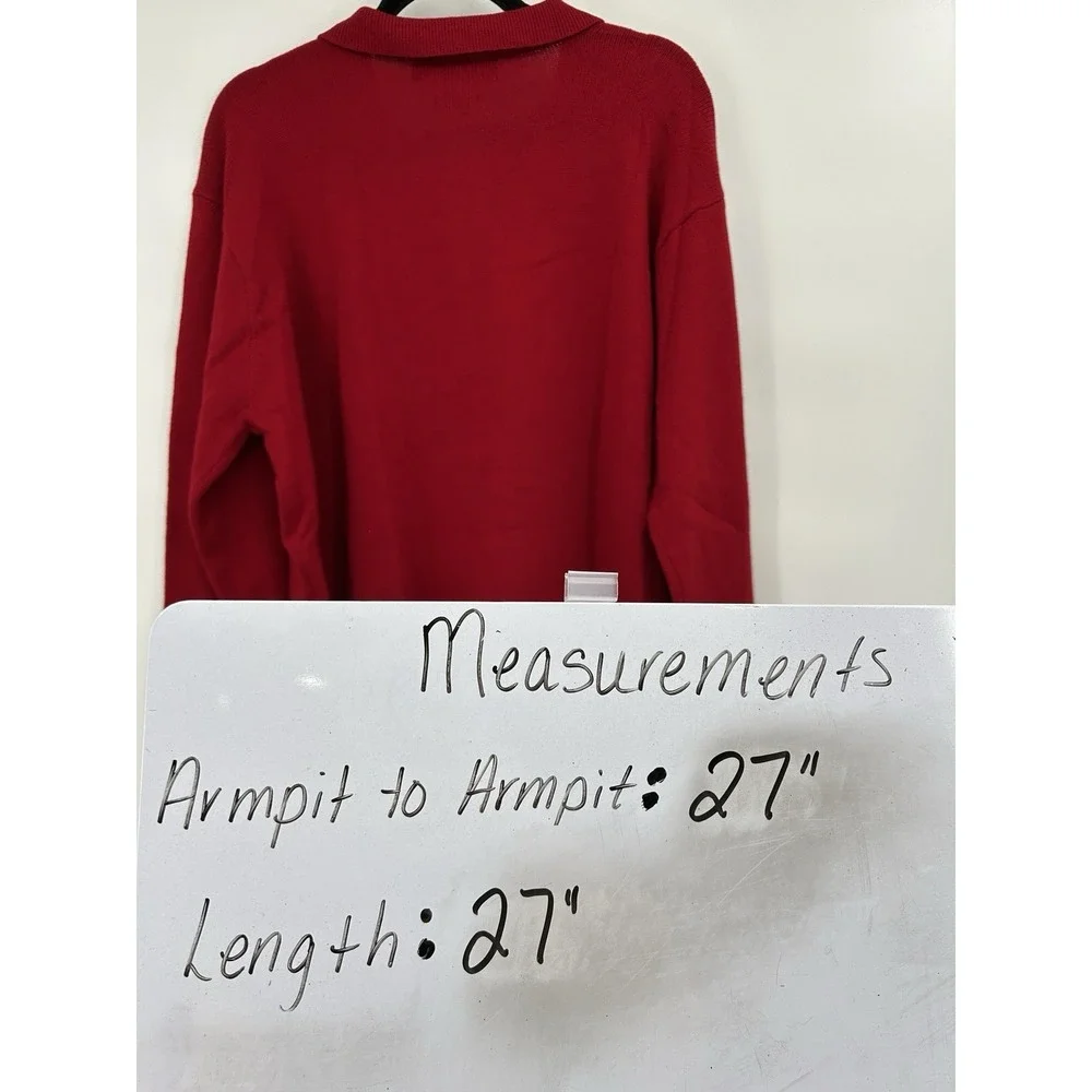 Polo Ralph Lauren Mens Lambswool Polo Sweater Size XL Red‎ Preppy Old Money LOGO